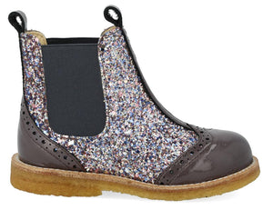 Angulus Laars - Angulus Kinderschoenen - Antracite | Chelsea boot with Broque Patern tape