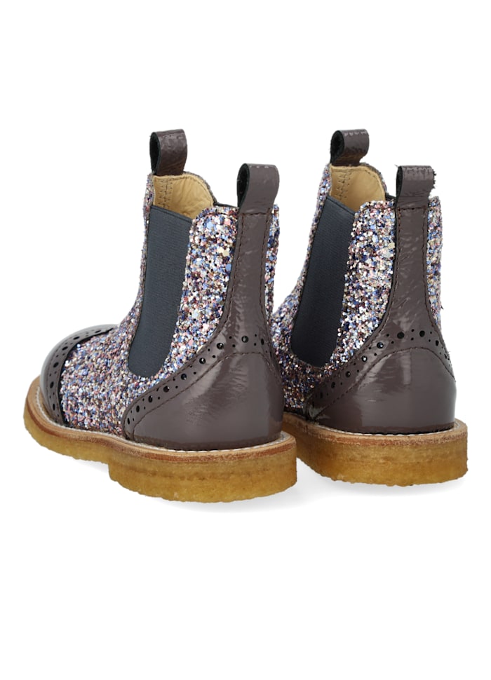 Angulus Laars - Angulus Kinderschoenen - Lila | Chelsea boot with Broque Patern tape