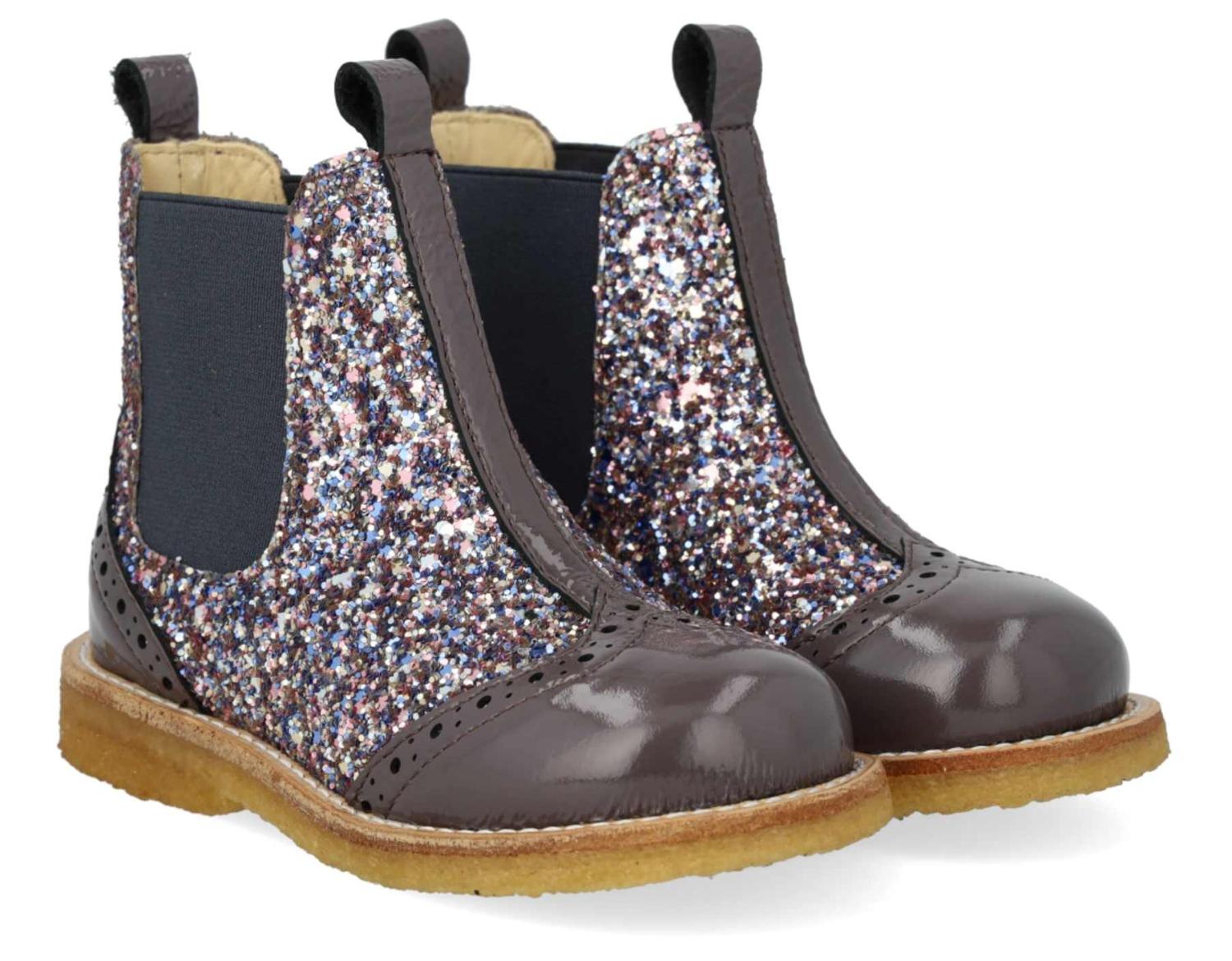 Angulus Laars - Angulus Kinderschoenen - Lila | Chelsea boot with Broque Patern tape
