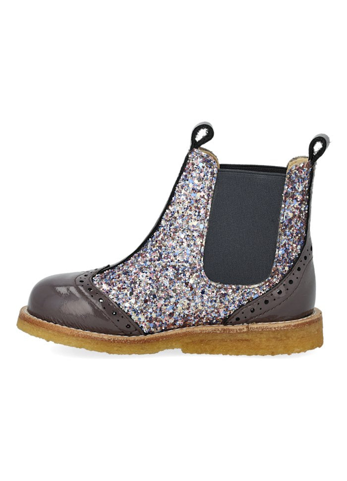 Angulus Laars - Angulus Kinderschoenen - Lila | Chelsea boot with Broque Patern tape