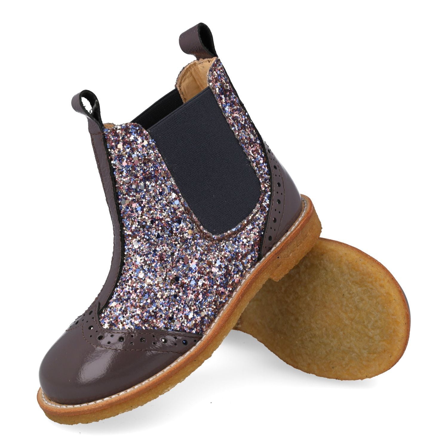 Angulus Laars - Angulus Kinderschoenen - Lila | Chelsea boot with Broque Patern tape