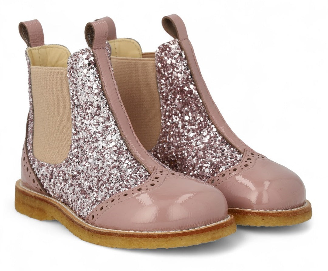 Angulus Laars - Angulus Kinderschoenen - Roze | Chelsea boot with Broque Patern tape