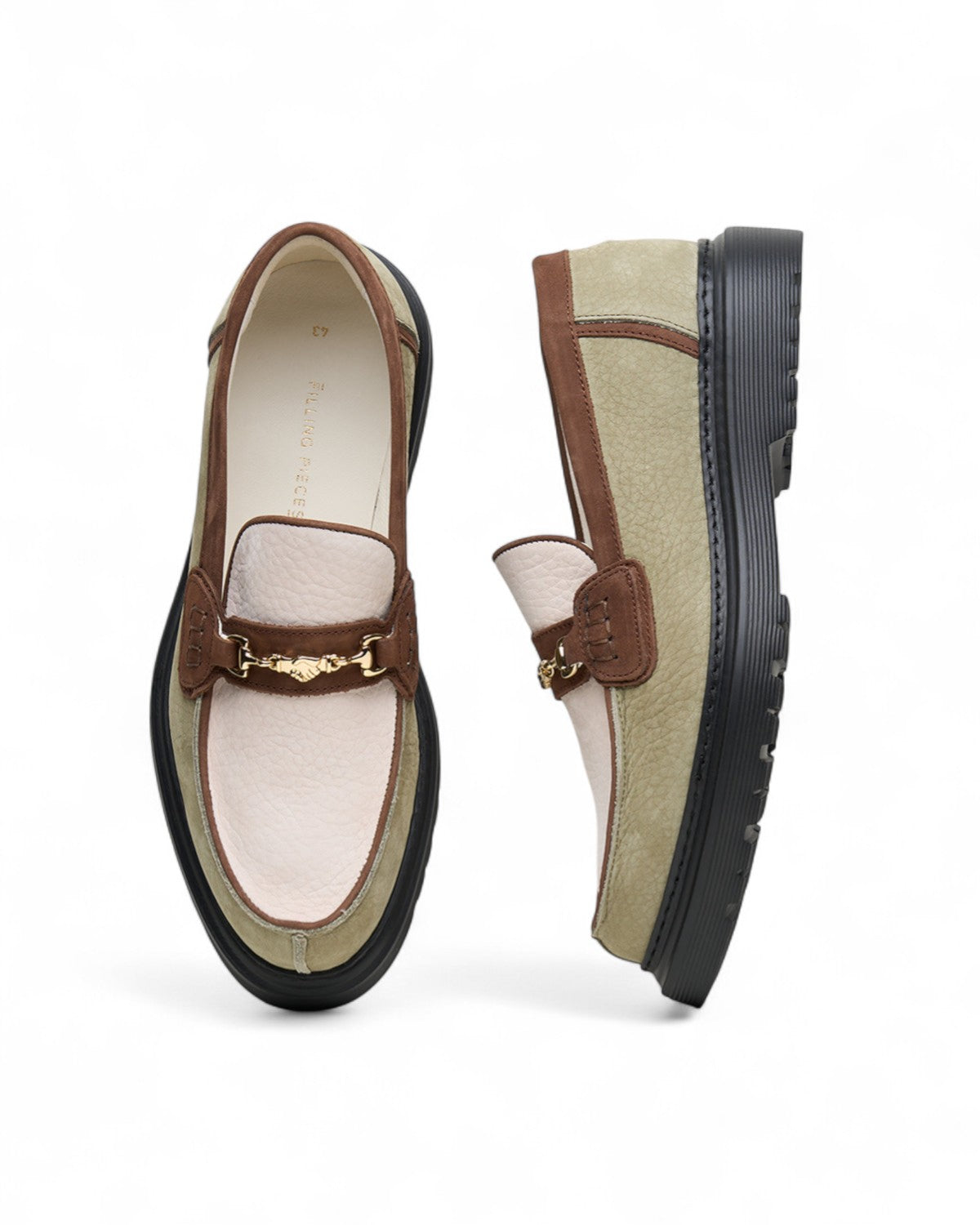 Filling Pieces Loafer - Filling Pieces Damesschoenen - Beige | Grain/Beige Green