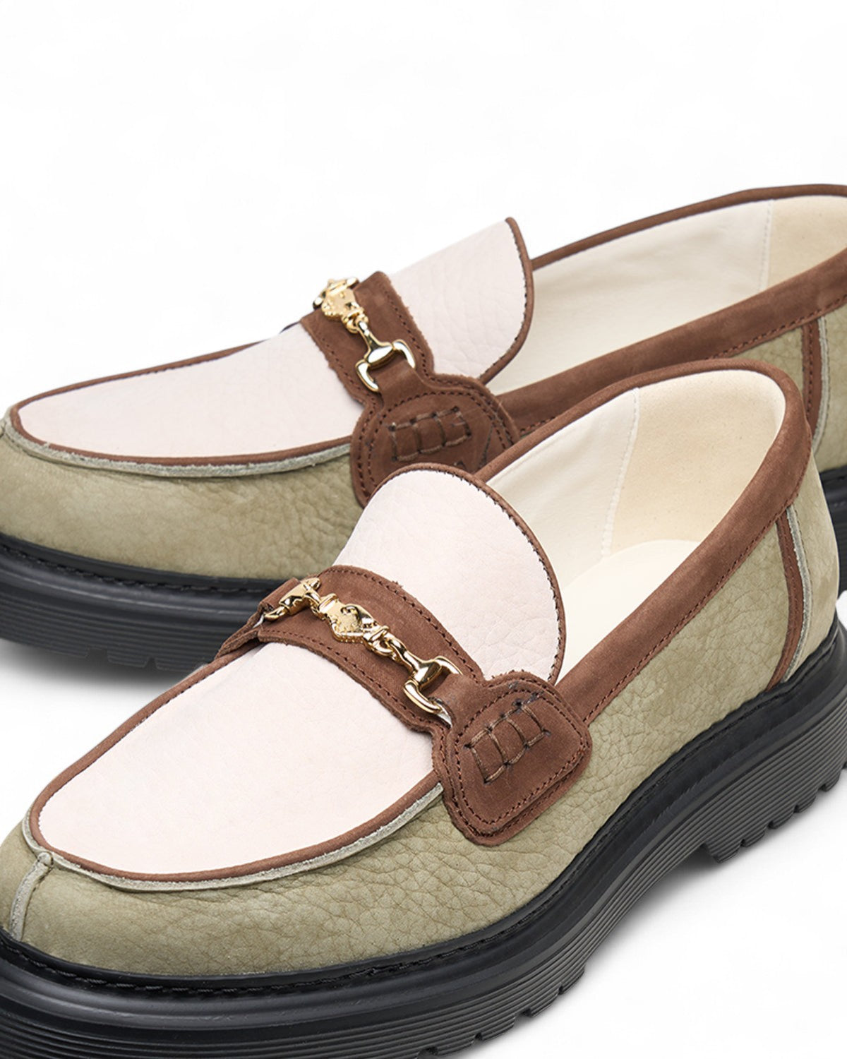 Filling Pieces Loafer - Filling Pieces Damesschoenen - Beige | Grain/Beige Green