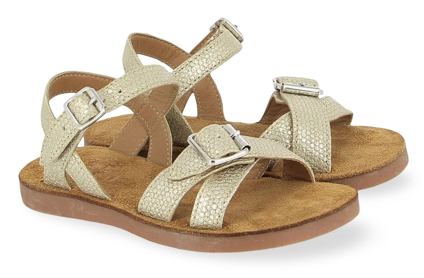 Pom D'api Sandaal - Pom D'api Kinderschoenen - Goud | Plagette Air Crossy Flower