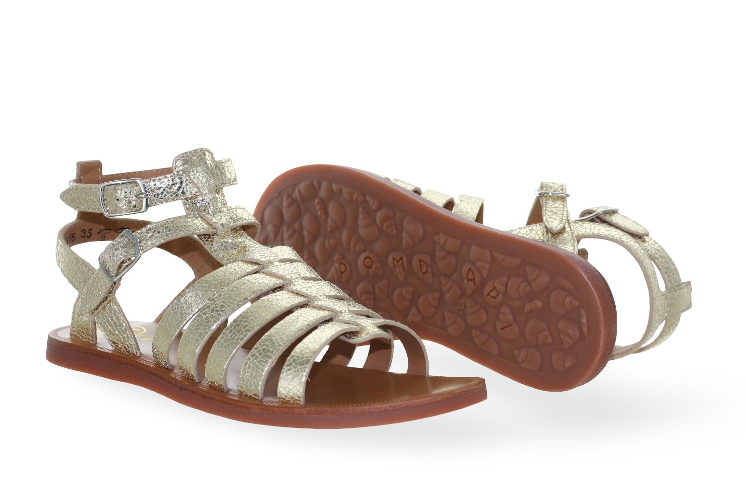 Pom D'Api Sandaal - Pom D'api Kinderschoenen - Goud | Plagette Gladiator Platine