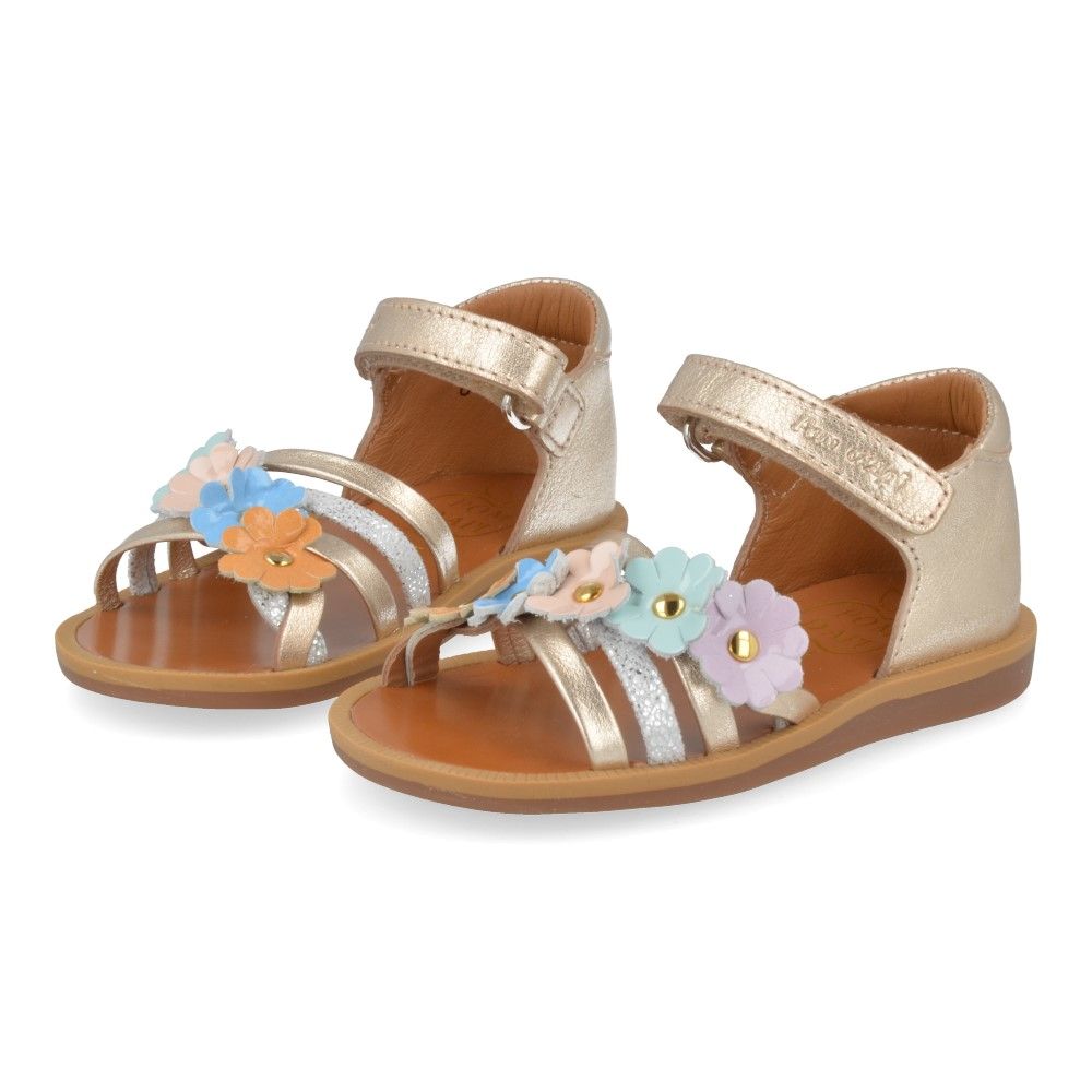 Pom D'Api Sandaal - Pom D'api Kinderschoenen - Goud | Poppy Multi Flo