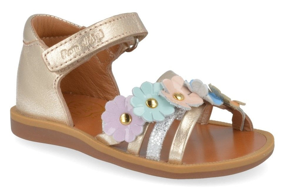 Pom D'Api Sandaal - Pom D'api Kinderschoenen - Goud | Poppy Multi Flo