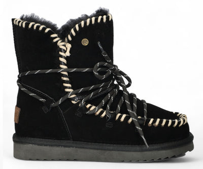 Botte Warmbat - Chaussures pour femmes Warmbat - Noir | Bottines à lacets en daim Waturra pour femmes