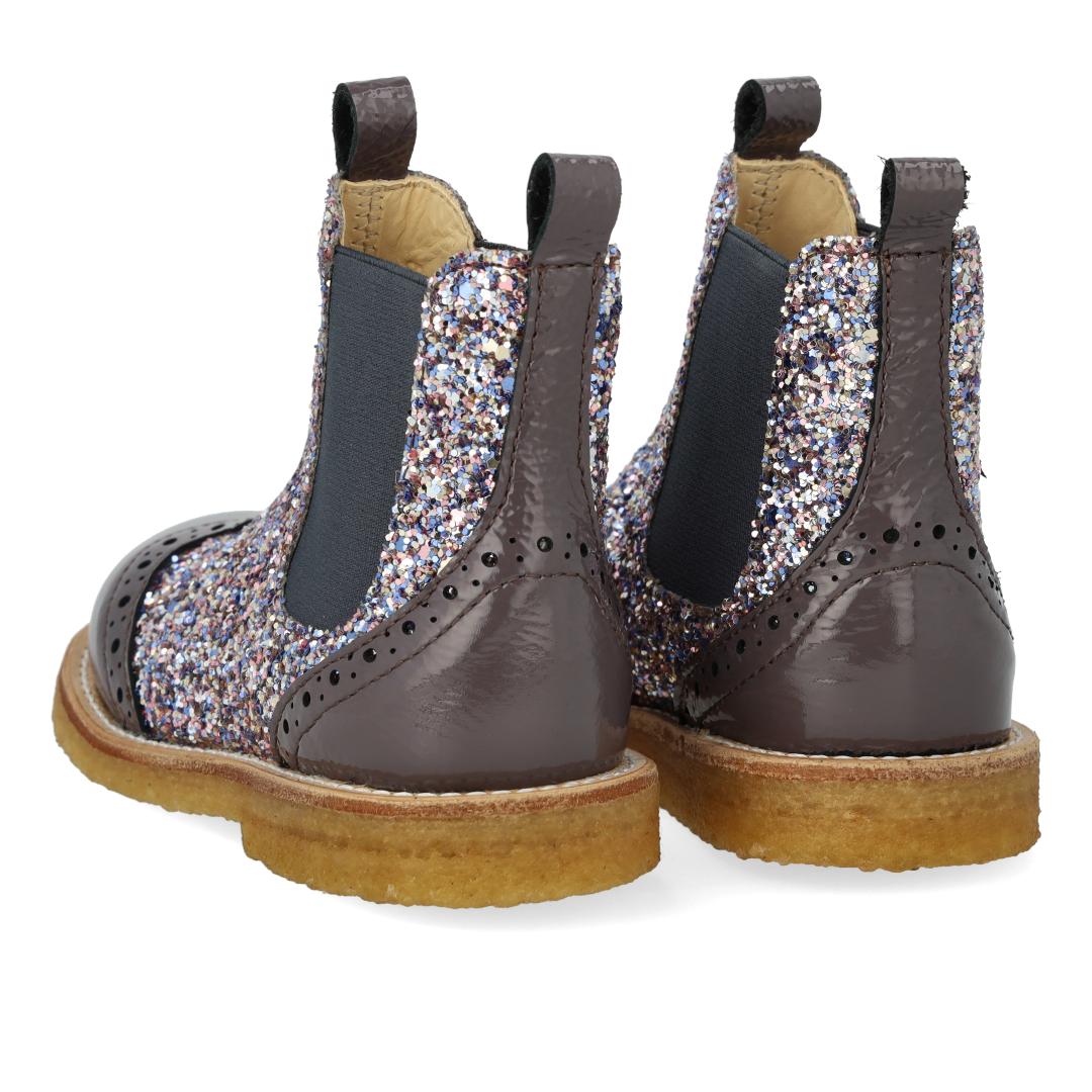 Angulus Laars - Angulus Kinderschoenen - Antracite | Chelsea boot with Broque Patern tape