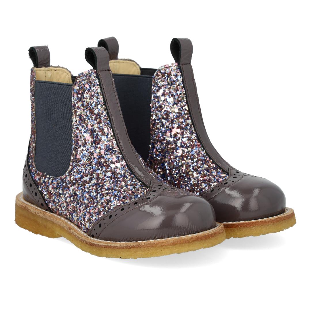 Angulus Laars - Angulus Kinderschoenen - Antracite | Chelsea boot with Broque Patern tape
