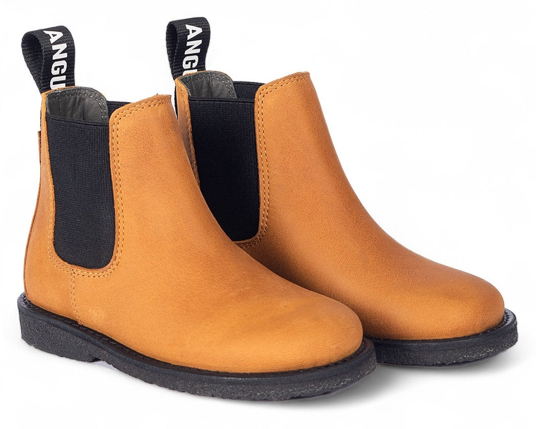Angulus Laars - Angulus Kinderschoenen - Cognac | Chelsea boot with Logo tape