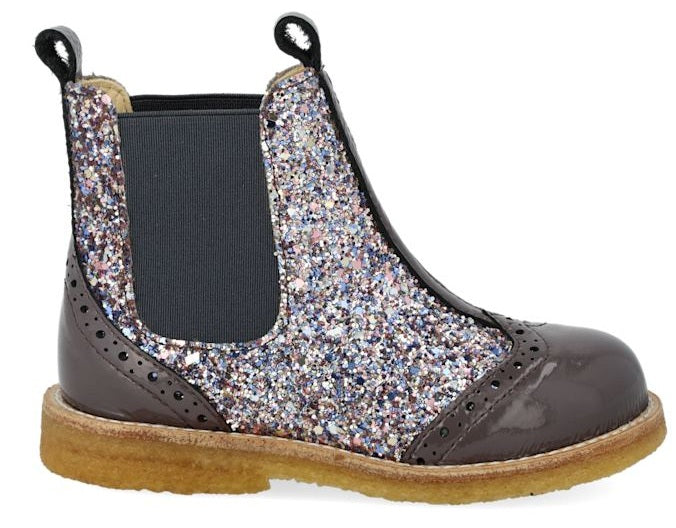 Angulus Laars - Angulus Kinderschoenen - Lila | Chelsea boot with Broque Patern tape