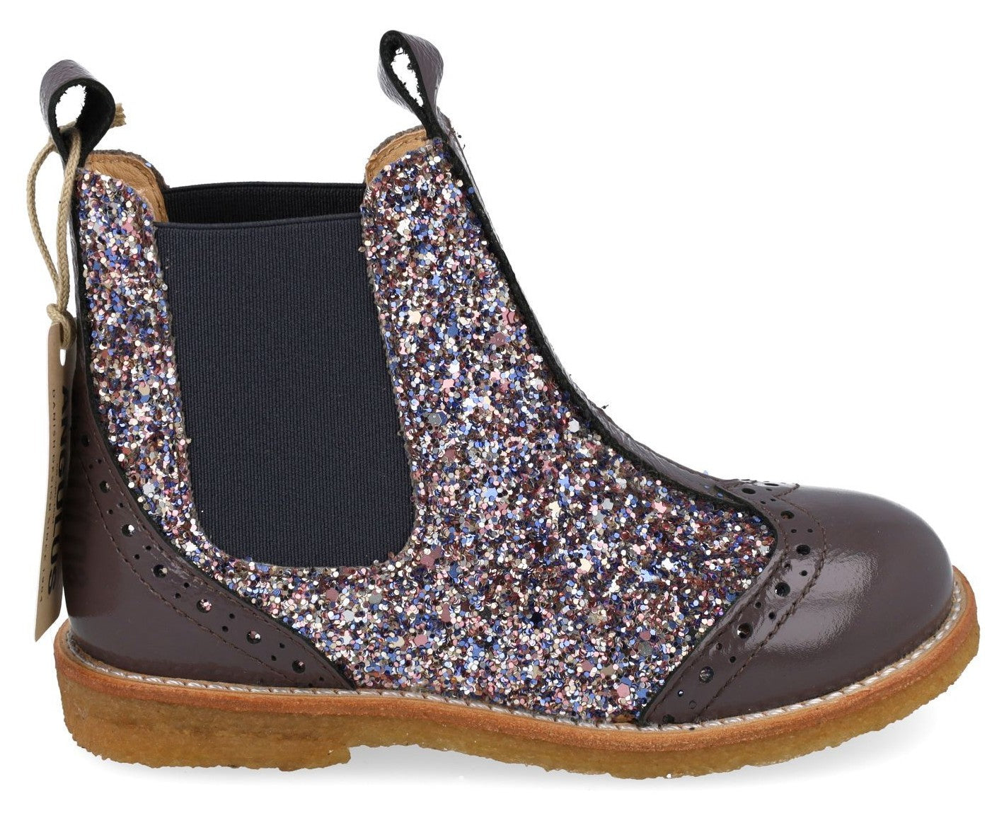 Angulus Laars - Angulus Kinderschoenen - Lila | Chelsea boot with Broque Patern tape
