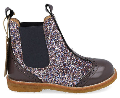 Angulus Laars - Angulus Kinderschoenen - Lila | Chelsea boot with Broque Patern tape