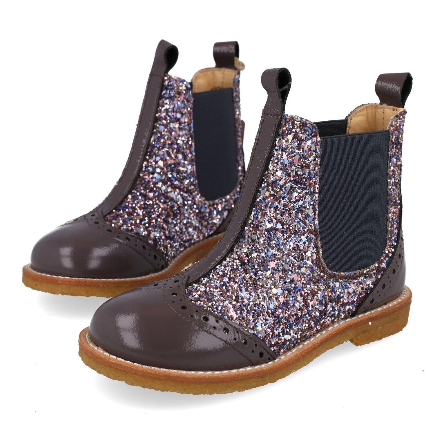 Angulus Laars - Angulus Kinderschoenen - Lila | Chelsea boot with Broque Patern tape