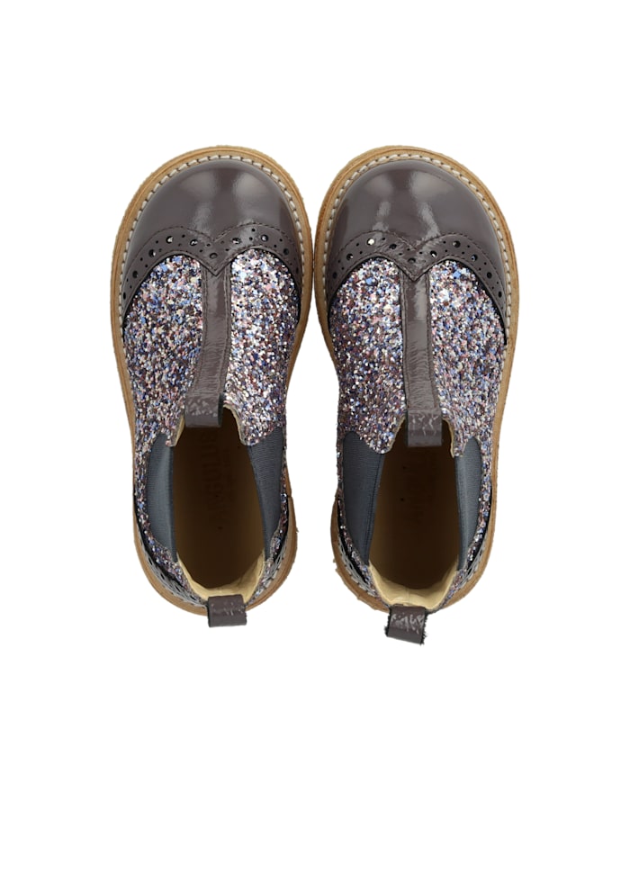 Angulus Laars - Angulus Kinderschoenen - Lila | Chelsea boot with Broque Patern tape