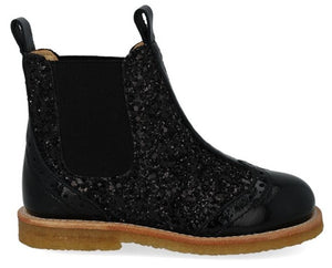 Angulus Laars - Angulus Kinderschoenen - Zwart | Chelsea boot with Broque Patern tape