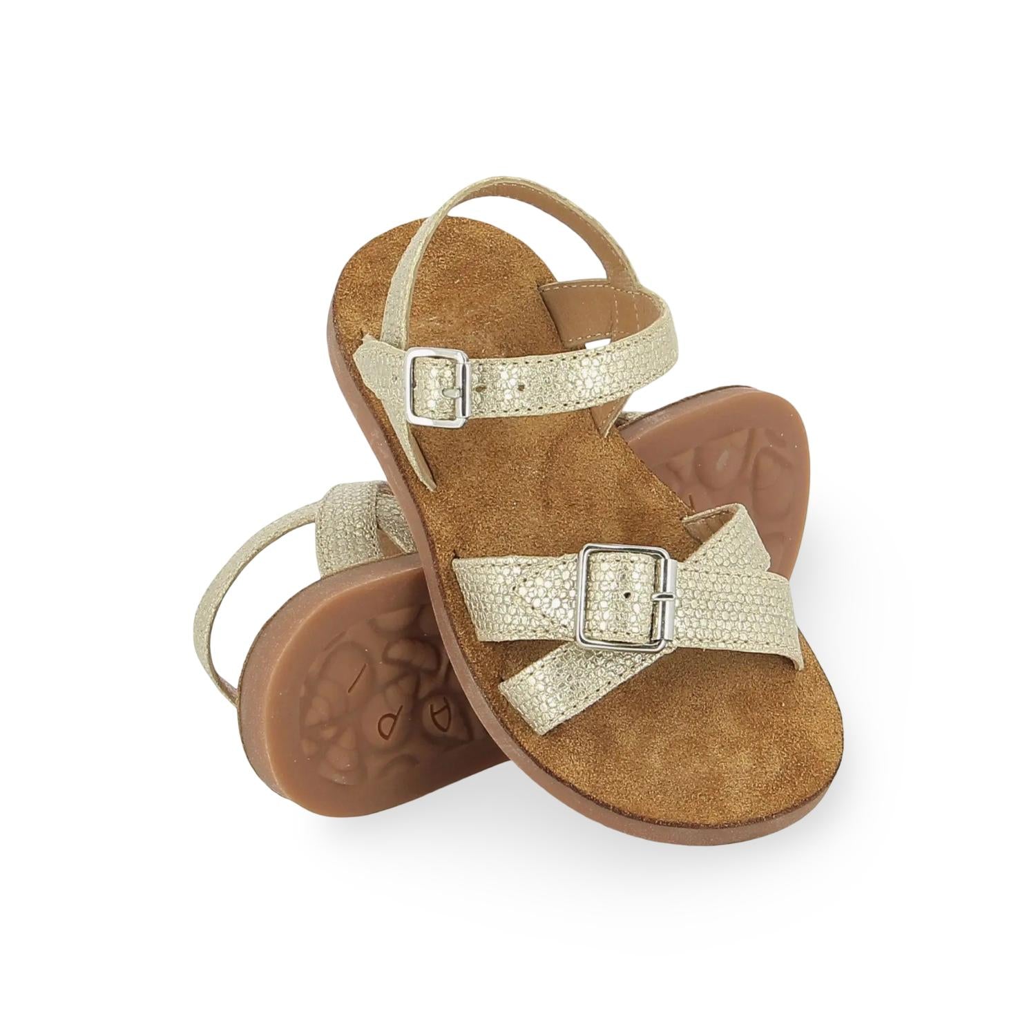 Pom D'api Sandaal - Pom D'api Kinderschoenen - Goud | Plagette Air Crossy Flower
