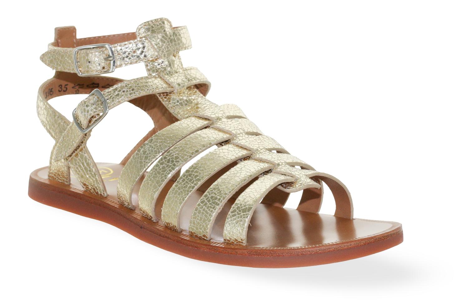 Pom D'Api Sandaal - Pom D'api Kinderschoenen - Goud | Plagette Gladiator Platine