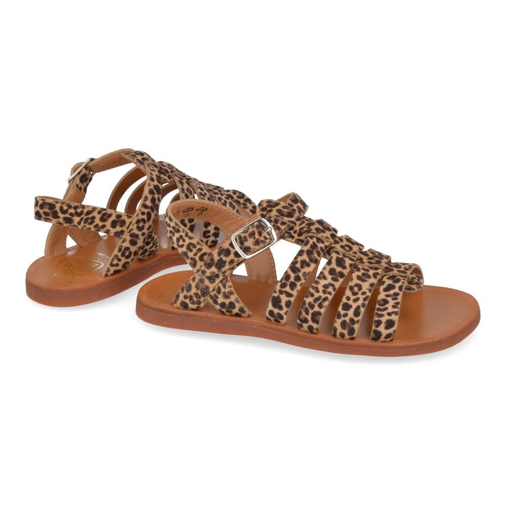 Pom D'Api Sandaal - Pom D'api Kinderschoenen - Luipaard | Plagette Strap